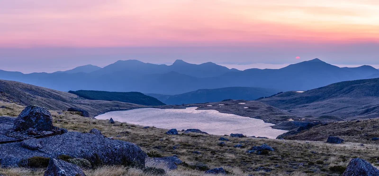 Lake Sylvester at sunrise in Kahurangi, New Zealand